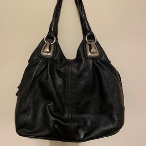 B. Makowsky Black Leather Shoulder Bag